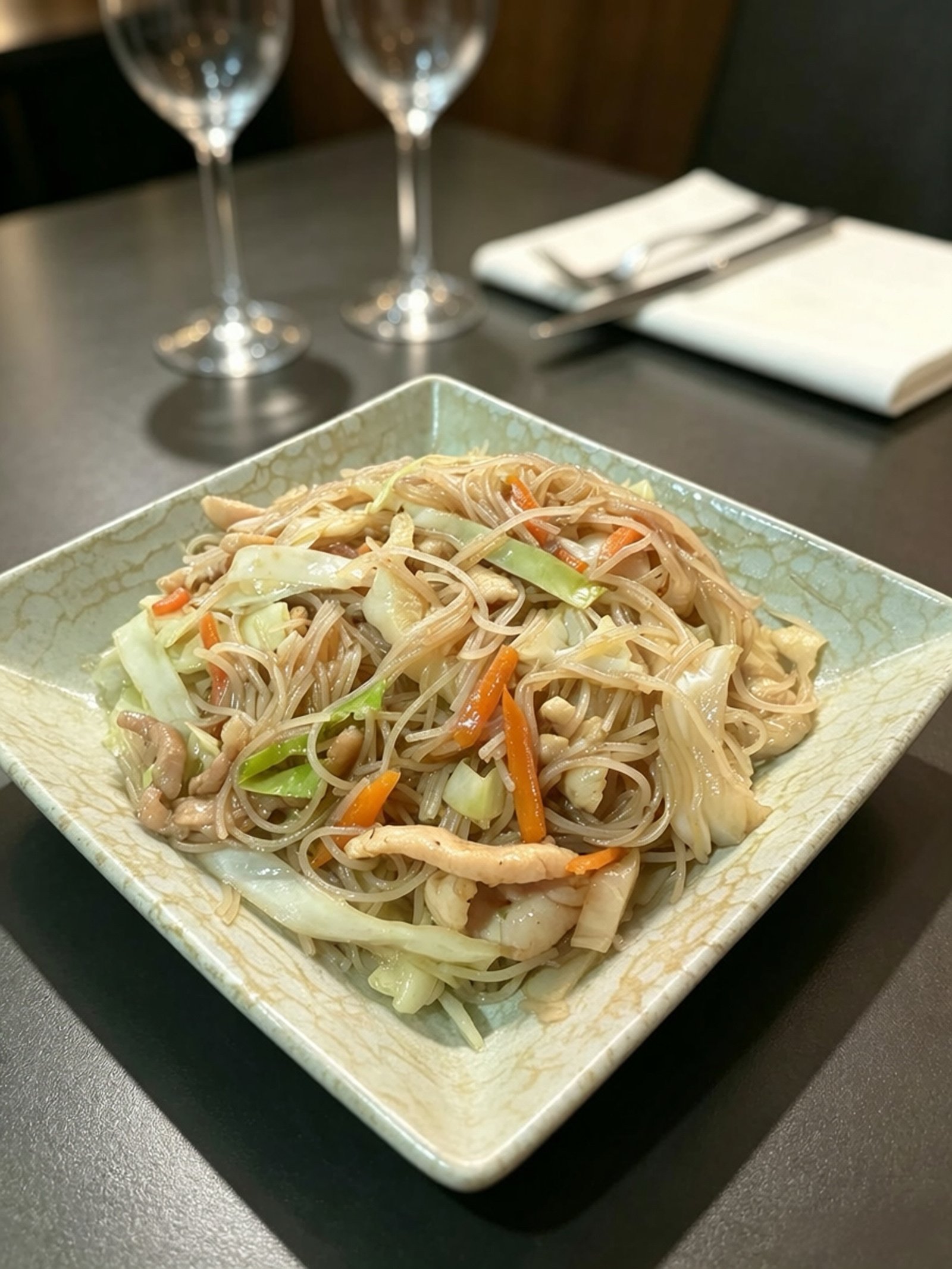027.Fideos de Arroz Fritos con Tres Delicias